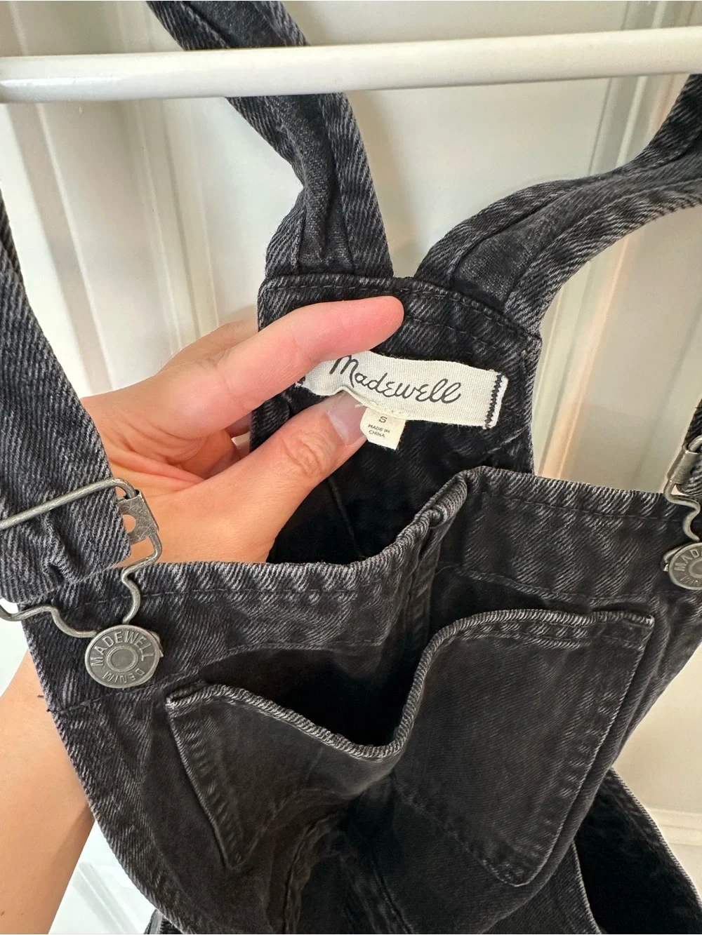 Madewell black Jean shorts overalls